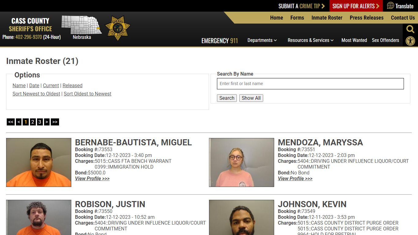 Inmate Roster - Current Inmates Booking Date Descending - Cass County ...